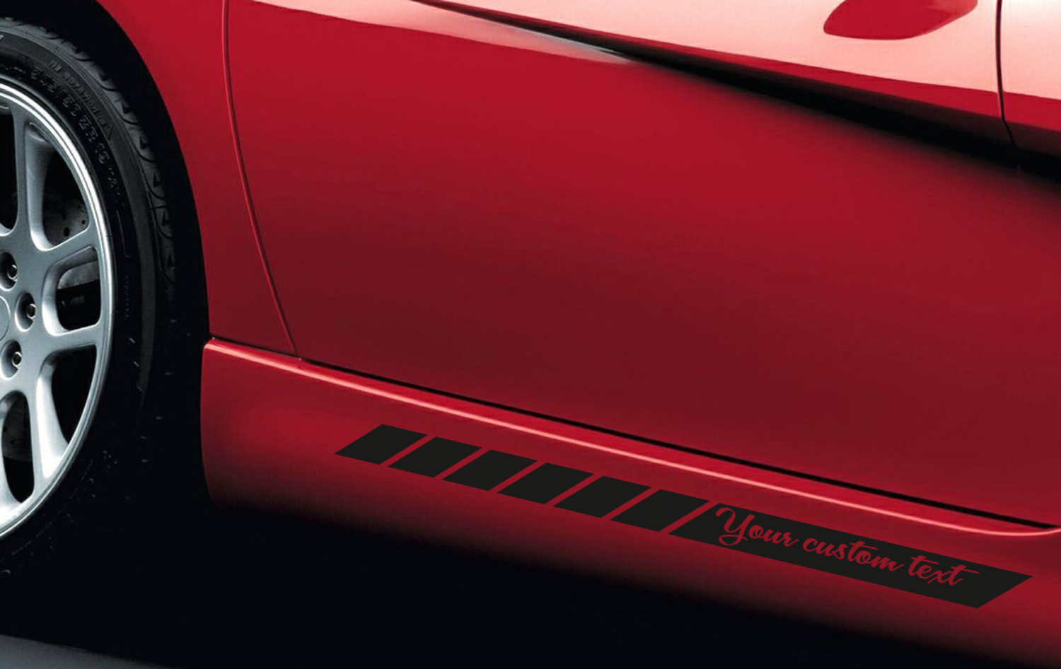 2x CUSTOM TEXT Side Left Right Body Stripes Racing Race Rally JDM Car Vinyl Sticker Decal